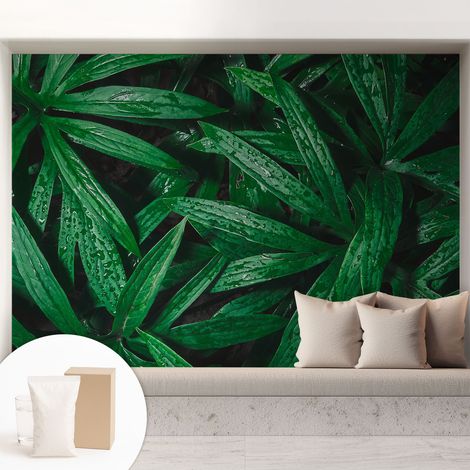 Papier peint intissé avec imprimé pour décoration intérieure pour rénovation a motif - Colle incluse gratuite Verdure naturelle 208x146 cm (1/5)