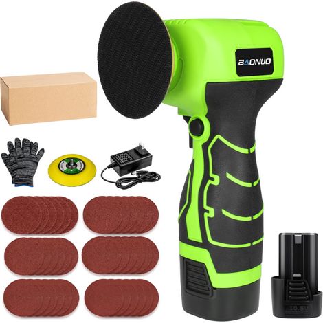 Lustreuse portative sans fil avec 1 batterie et 1 chargeur – Mini polisseuse électrique pour polissage, épilation de cire, dérouillage, ponçage, menuiserie et usage automobile multifonction – Modèle v (1/2)