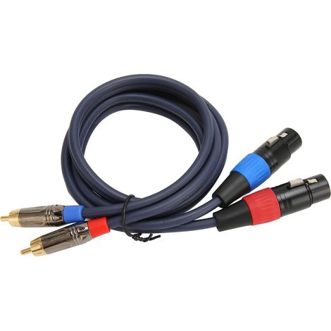 Câble double XLR vers RCA professionnel, connecteurs plaqués or 24 carats, 2 XLR femelles vers 2 RCA mâles, câble audio HiFi de 3 m / 9,8 pi (1/5)