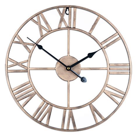 Grande Horloge Murale Silencieuse Vintage en Métal, Cadran avec Chiffres Romains, Décoration Murale pour Salon, Cuisine, Chambre et Bureau, 50 cm (1/5)