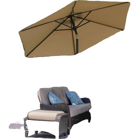 Sombrilla de jardín, Ø230 x 216 cm, inclinación regulable, estructura metálica, tejido de poliéster, diámetro del mástil Ø38 mm (1/5)