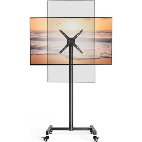Support TV roulettes Support Tele Mobile pour 17-50 Pouces Téléviseurs Incurvés Plats LED OLED LCD,180° Rotation Chariot TV à roulettes réglable en Hauteur jusqu'à 30kg, Max. VESA 300x300mm (1/5)