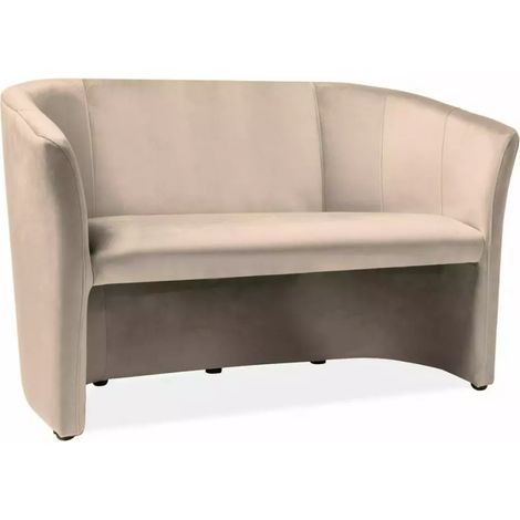 Canapé cabriolet TISSO velours beige 2 places (1/2)