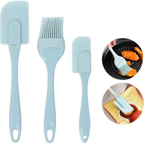 3er Set Silikon Küchenhelfer: Teigschaber & Backpinsel, Hitzebeständig