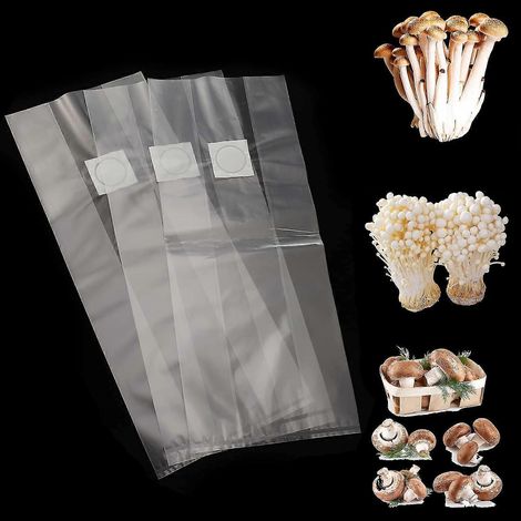Lot de 50 sacs de culture de champignons (25 x 50 cm), sacs résistants avec filtre, indéchirables et solides, pour la culture de champignons. (1/5)