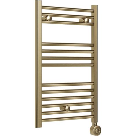 Signature Acclaim Electric Straight Heated Towel Rail 800mm H x 500mm W - Brushed Brass (1/3)