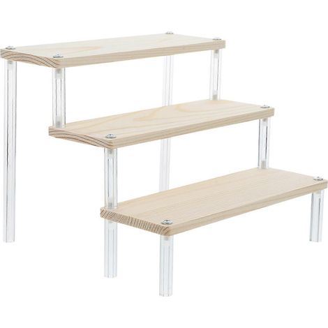 Étagère de présentation en bois et acrylique pour accessoires avec présentoir à plusieurs niveaux (2 pièces) (1/5)