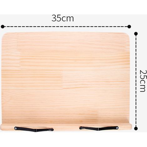 Support-livre multifonctionnel en bois, pupitre de lecture réglable pour ordinateur portable et tablette, porte-livre avec pince métallique, 35x25cm/13.8x9.8in (1/5)