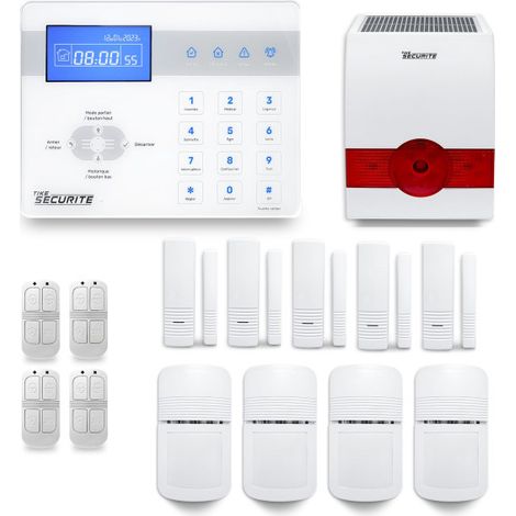 Alarme maison sans fil – Technologie sans fil 100m – 4 détecteurs de mouvement – Compatible Box internet – Tike Sécurité