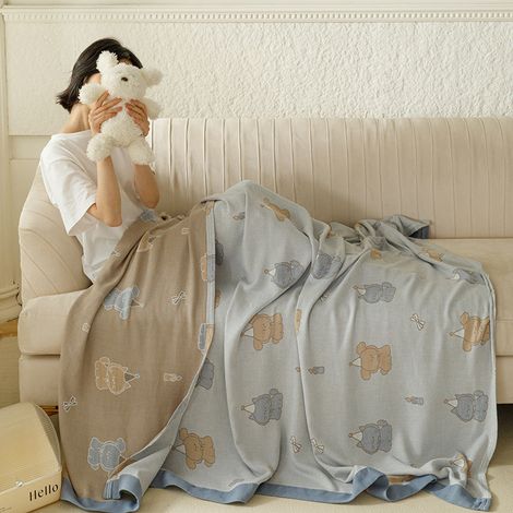 Plaid gaze bambou coton frais pour été, couverture fine enfant, tapis sieste canapé (1/4)