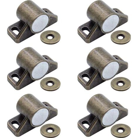 Juego de 6 cierres magnéticos para puertas, cierre magnético (redondos, bronce) (1/5)