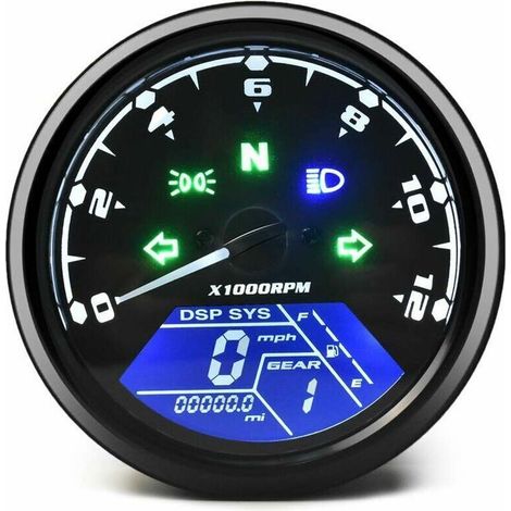 Universeller Motorrad-LCD-Kilometerzähler, digitaler Tachometer, Drehzahlmesser mit Nachtlicht, geeignet für die meisten gängigen 12-V-Motorräder - Crezuo