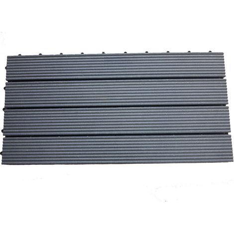 TrendLine WPC-Klickfliese 60 x 30 x 2,1 cm schwarz 5 Stück WPC-Klickfliese