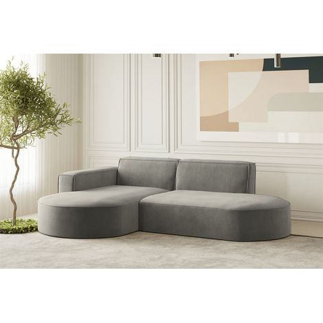 Ecksofa Designersofa PALMA XS in Stoff Noel Grau Ottomane Links (1/2)