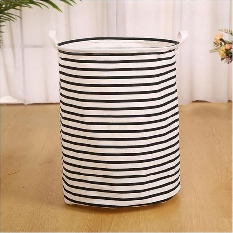 Paniers to Laundry - Campagne - Foldable - White - Black - Cotton - 50cm - With cover (1/4)