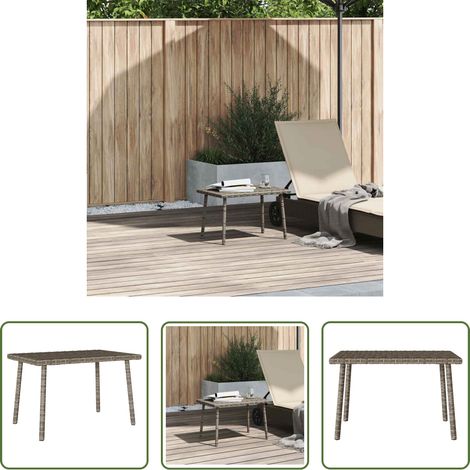 vidaXL Meuble extérieur -  Table basse de jardin rectangulaire gris 60x40x37 cm rotin (1/5)