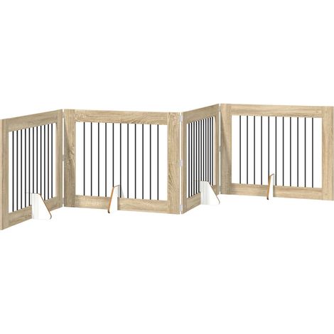 vidaXL Foldable Dog Gate with Stands 4 pcs Sonoma Oak 401 cm