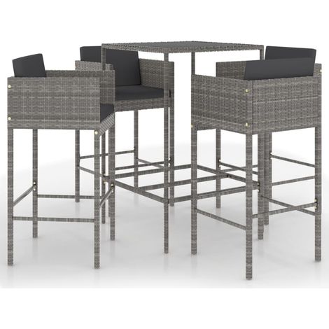 Maison Exclusive - 5-tlg. Gartenbar-Set mit Kissen Poly Rattan Gr