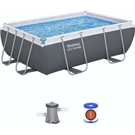 Kit de piscina fuera de tierra tubular BESTWAY - Steel Pro MAX™ - 282 x 196 x 84 cm - Rectangular (Filtro de cartucho, 1 cartucho)