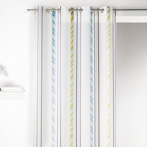 Voilage organza à rayures verticales Bleu 140x260 cm