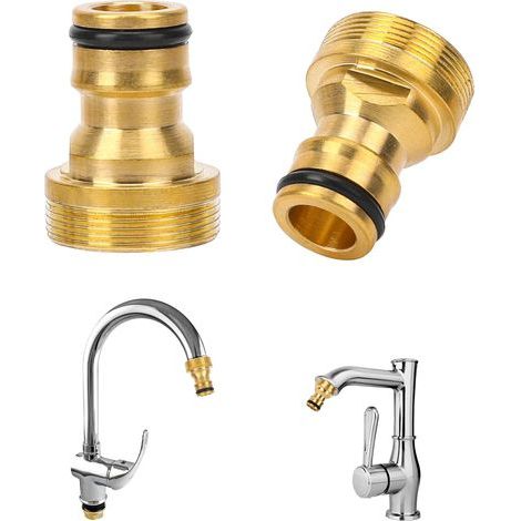 Lot de 2 adaptateurs universels pour robinet, en laiton, pour tuyau d'arrosage. Adaptateur pour mitigeur et raccord de tuyau. Outil de raccordement pour tuyau d'arrosage.