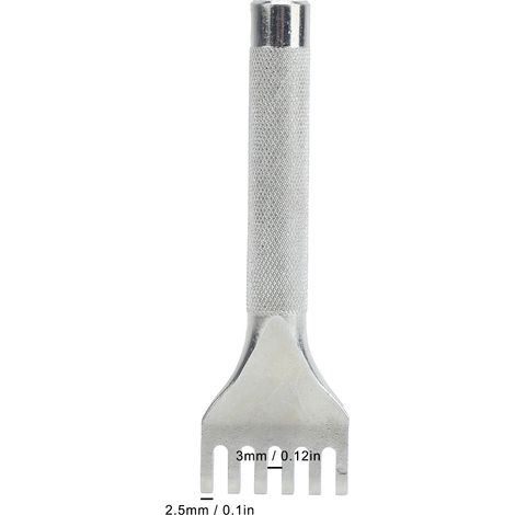 Flache Ahle aus Edelstahl zum Flechten von Lederkordeln, ideal für handgefertigte Lederwaren, rautenförmige Schnitzahle für handgenähte Lederarbeiten, 6 Zähne. (1/5)