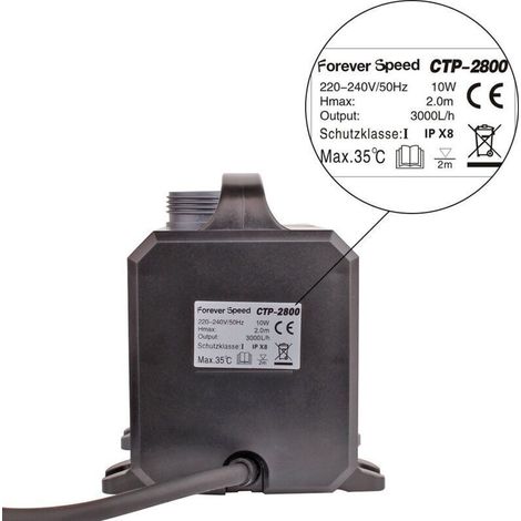 Pompe pour bassin 3000L/H – Débit élevé – Moteur en cuivre – Résistante à la corrosion – Pour eau douce et eau de mer