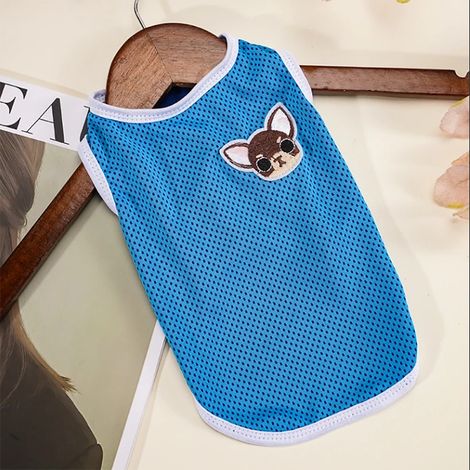 T-shirt minimaliste pour chien, taille S, bleu, 100 % coton, manches courtes, vêtements d'été pour animaux de compagnie
