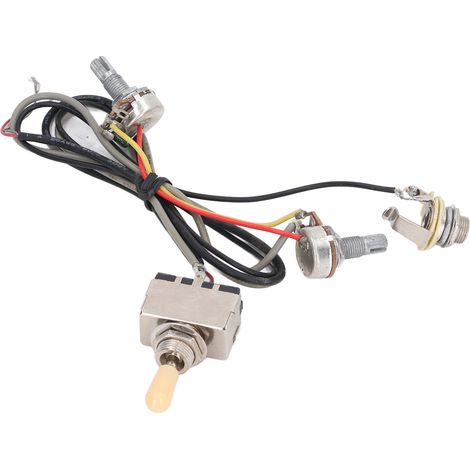 Faisceau de câblage pour guitare électrique, capuchon jaune, prise jack A500K B500K, faisceau précâblé en métal, remplacement (1/5)