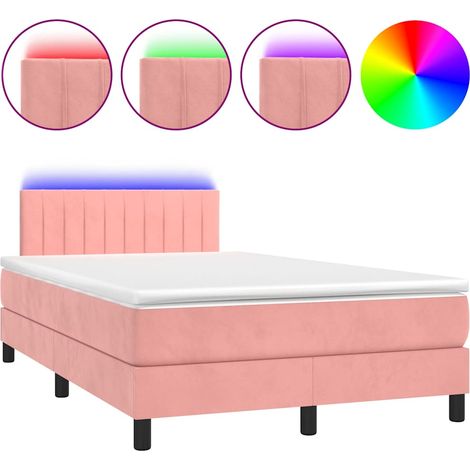 Maison Exclusive - Letto a Molle con Materasso e LED Rosa 120x200 cm in Velluto (1/5)