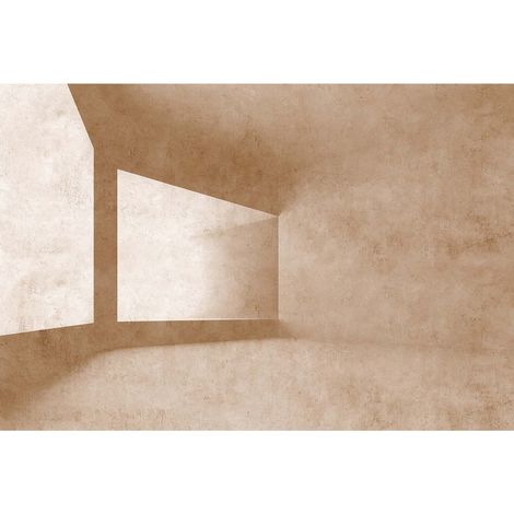 Papier peint panoramique beige et blanc 3D Tapisserie panoramique design profondeur Papier peint panoramique cuisine et salon zen aspect (1/2)