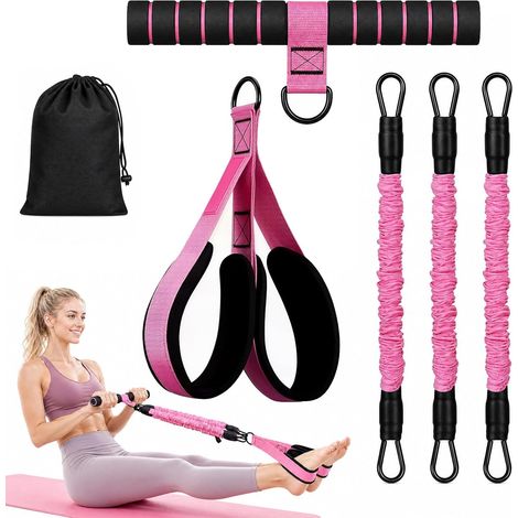 Widerstandsband für Krafttraining, Widerstandsband, Widerstandsbänder Elastisches Widerstandsband, Widerstandsband mit Pedal und rutschfesten Griffen, 3 verstellbare Längen, für Beine und Taille (1/5)