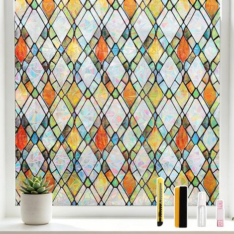 Anti-Glare Window Film, Self-Adhesive Stained Glass Window Film, Window Film, UV Window Film, Anti-Heat, Electrostatic Window Film – 44.5 x 200 cm (1/5)