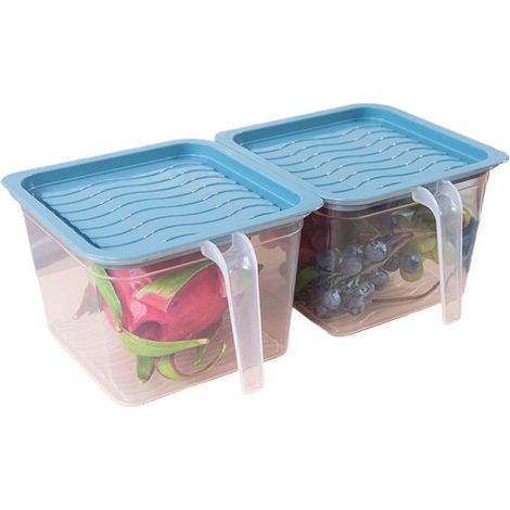 Boîte Rangement Frigo Grande Capacité - Conservation Aliments Hermétique, Poignée Couvercle, Plastique Durable (Bleu, L) (1/5)