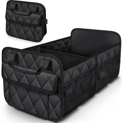 Organisateur de coffre pour SUV – Rangement pliable pour voiture, 2 compartiments, grande capacité, accessoire pour SUV, berline ou pick-up, noir, 55 x 32,5 x 28 cm (1/5)