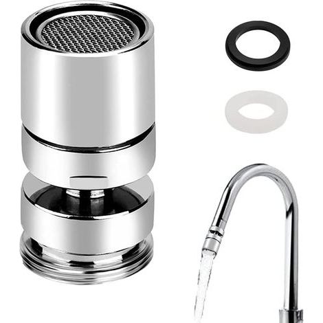 CCYKXA Aérateur de Robinet 360° Pivotant M22 Femelle ou M24 Male Filetage Mousseur Robinet Embout en Laiton Cuisine Economiseur d'eau pour Robinet Salle de Bain avec 22mm 24mm Adaptateur (1/5)