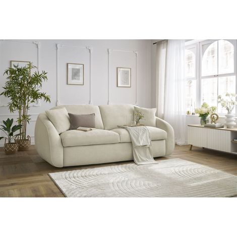 BOBOCHIC - Canapé droit convertible CEZANNE ouverture express tissu lisse 140x194 Beige (1/5)