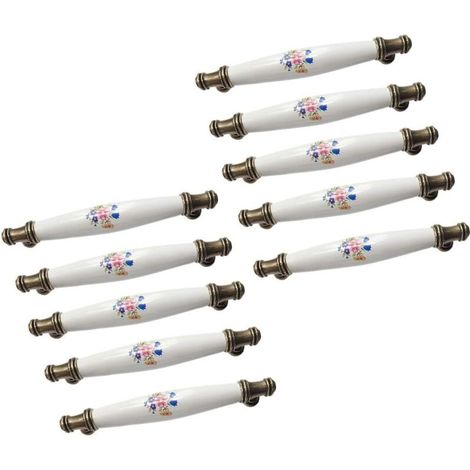 10 pezzi maniglia per cassetto, maniglie per mobili, maniglie ad arco in ceramica, interasse 128 mm (Gloria del mattino blu) (1/5)