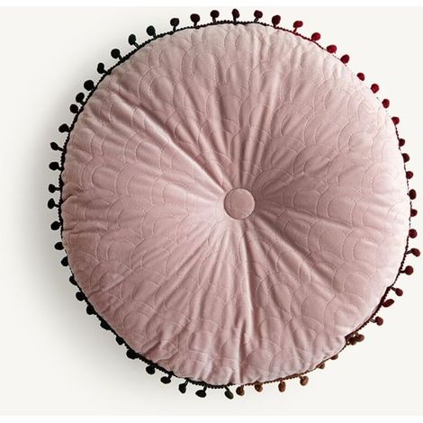 Skandinavisches Bodenkissen, rundes 40-cm-Stuhlkissen, Gartenkissen, Tatami-Bodenkissen für Yoga, Meditation, Teeparty, Balkon, Wohnzimmer, Kinder-/Erwachsenenzimmer (40 cm, Hautrosa) (1/4)