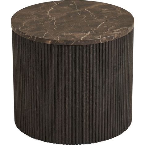 Tavolino da appoggio Rota effetto marmo marrone scuro con base a scanalature ø45 cm