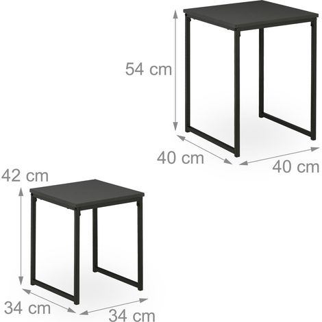 Set di 2 tavolini quadrati pratici da salotto camera da letto 54 x 40 x 40 cm in MDF nero 130015487