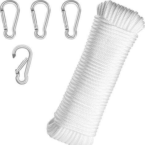 Corde tressée de 20 mètres, idéale pour les mâts de drapeau, les cordes de fixation pour tentes et les cordes à linge en nylon pour (1/5)