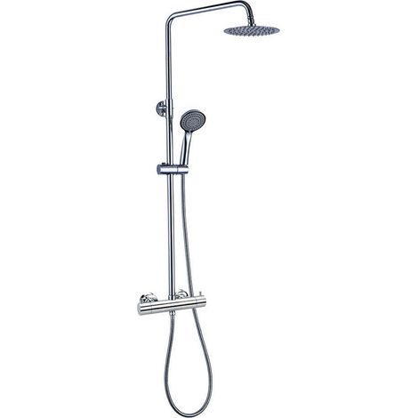 Kibath Columna Ducha extralarga monomando TOR redonda de 100-150 cm acabado CROMO brillo fabricado en latón (1/5)