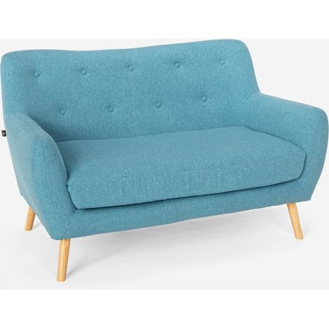 Divano 2 posti in tessuto design moderno stile scandinavo Irvine - Blu (1/5)