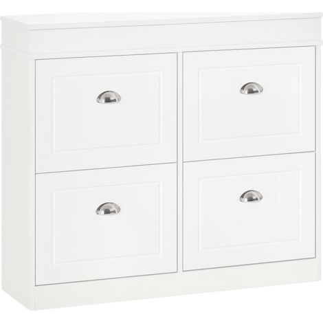 Zapatero de madera melaminada, 98x24x83 cm, capacidad para 16 pares, estantes ajustables, dispositivo antivuelco. (1/5)