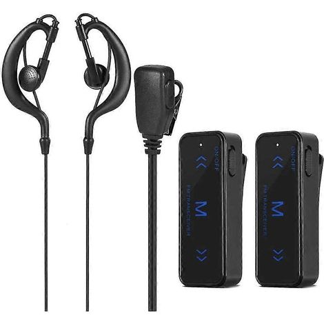 Lot de 2 mini talkies-walkies 400-470 MHz, radio bidirectionnelle 3 W, émetteur/récepteur, écouteurs intra-auriculaires, casque antibruit, alimentation USB-AquaForge (1/2)