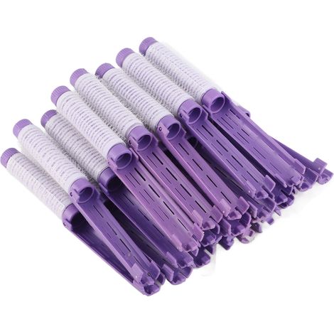 Kit de coiffure comprenant 20 bigoudis à permanente, rouleaux et fers à friser, couleur violette. (1/5)