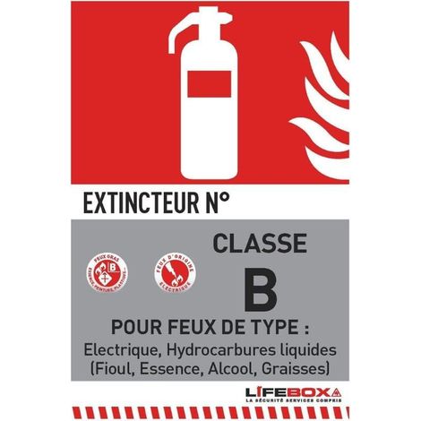 Panneau signalétique extincteur classe b pour signalisation incendie ERP norme NF X08-003 (1/5)