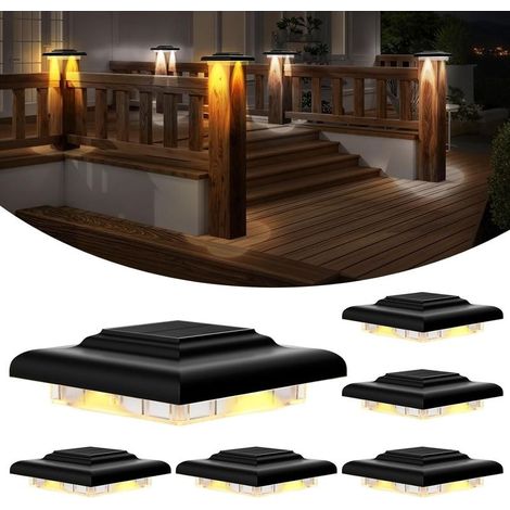 Lot de 2 lampes solaires pour poteaux, étanches, 3 modes de couleur , compatibles avec les poteaux de quai, de clôture et en bois de 10 x10cm (1/5)