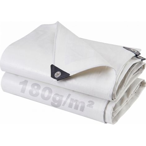 Bâche de Protection Exterieur avec Oeillets, 2x3m 180 g/m² PE Bâche Voiture Piscine, Imperméable Résistante aux Déchirures UV Intempéries, Bâches Multi-Usage pour Meubles de Jardin, Blanc (1/5)